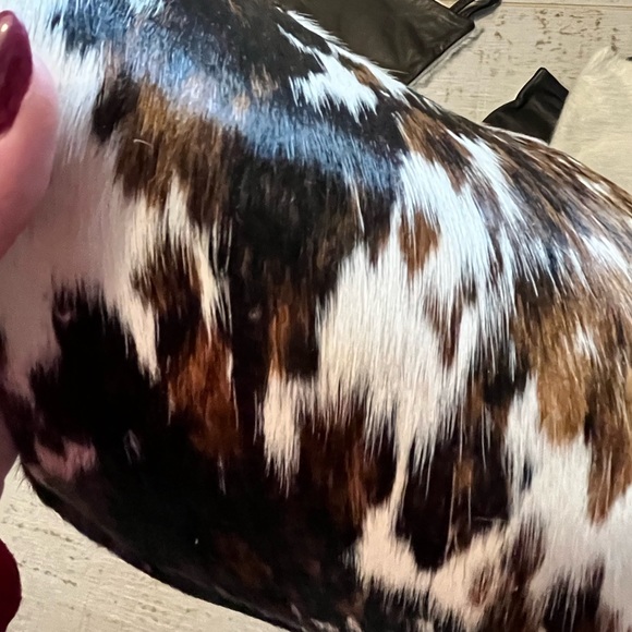 Genuine cow hide leather and fur handmade Christmas Stockings - Picture 10 of 15